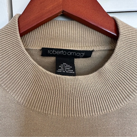 Silk Cotton Crewneck Sweater Beige Men’s XL Lightweight Luxury Knit - Picture 3 of 10